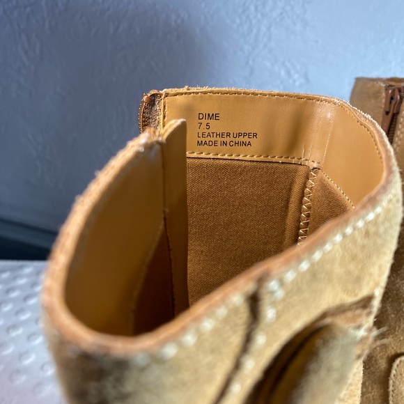 Vintage Yellow Box Womens Suede Dime Boots Wedge Heel Mid-Calf - Picture 14 of 16